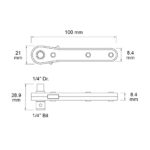 Single Head Mini 1/4″ Drive / Bit Wrench